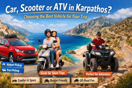 Car vs Scooter vs ATV in Karpathos